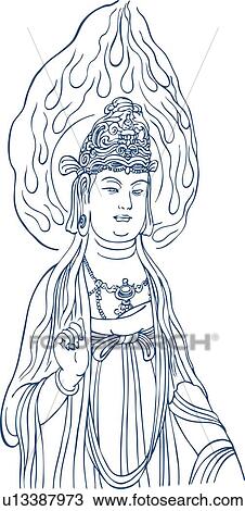 Guan Yin, Goddess of Mercy View Large Illustration Drawing - Guan Yin, Goddess of Mercy. Fotosearch