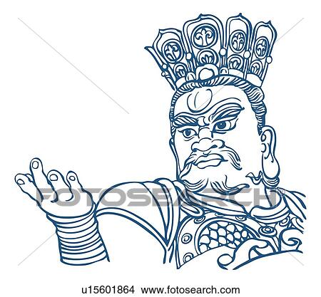 Stock Illustration - Skanda, a celestial guardian and bodhisattva in Buddhism. Fotosearch