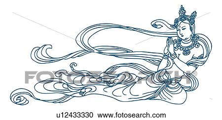 Clipart - The Flying Goddess. Fotosearch