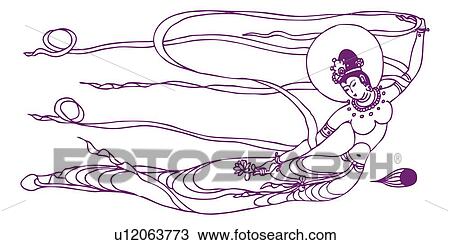 Drawing - The Flying Goddess. Fotosearch