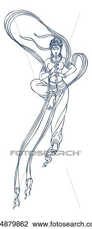 The Flying Goddess View Large Illustration Drawing - The Flying Goddess. Fotosearch