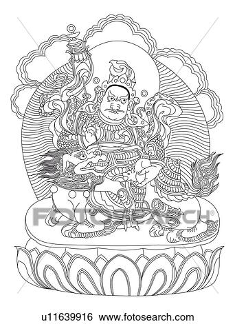 Vaisravana, guardian of the north in Buddhism View Large Illustration Stock Illustration - Vaisravana, guardian of the north in Buddhism. Fotosearch