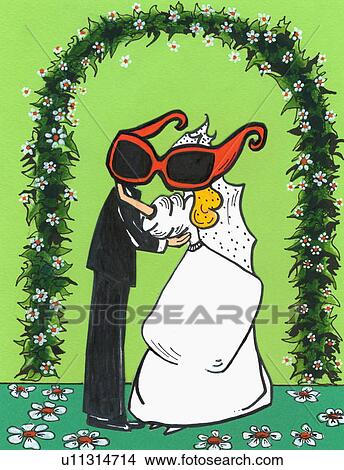 Couple getting married covered by sunglasses View Large Illustration Stock Illustration - Couple getting married covered by sunglasses. Fotosearch