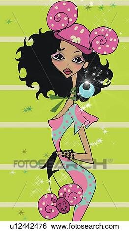 Stock Illustration - Portrait of Aries woman. Fotosearch