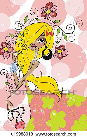 Stock Illustration - Portrait of Gemini woman. Fotosearch