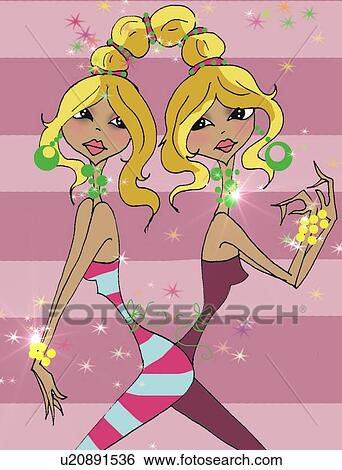 Portrait of Gemini women View Large Illustration Stock Illustration - Portrait of Gemini women. Fotosearch
