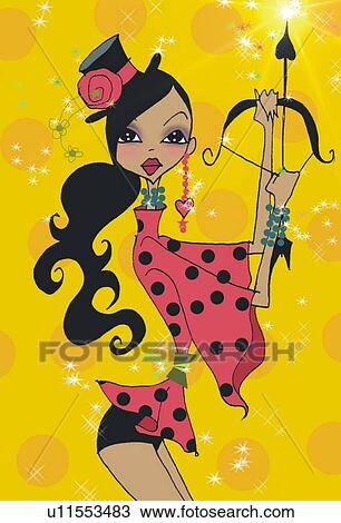 Drawing - Portrait of Sagittarius woman. Fotosearch