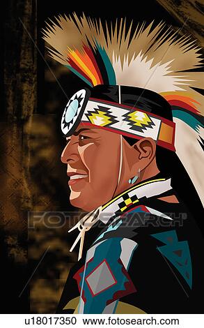 Side view of an Indian View Large Illustration Clipart - Side view of an Indian. Fotosearch
