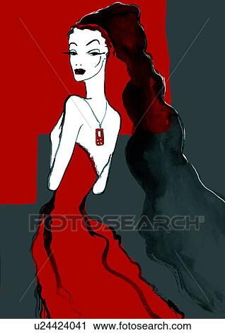 Woman dressed up, with mp3 player View Large Illustration Clip Art - Woman dressed up, with mp3 player. Fotosearch