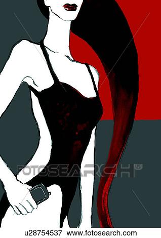 Woman in bathing suit with cell phone View Large Illustration Stock Illustration - Woman in bathing suit with cell phone. Fotosearch