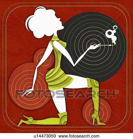 Woman kneeling with patterned outfit and cigarette View Large Illustration Stock Illustration - Woman kneeling with patterned outfit and cigarette. Fotosearch