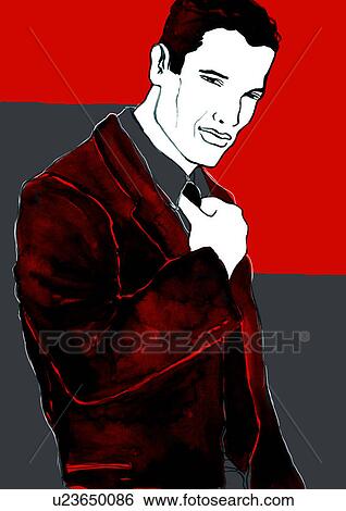 Stock Illustration - Young man in suit and tie. Fotosearch