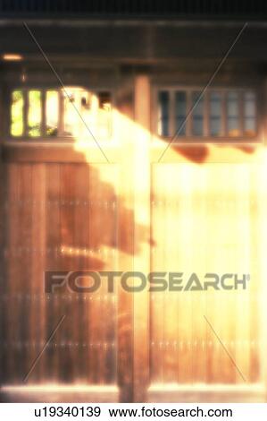 Stock Photo - Japanese entrance door, Japan, front view, composition, computer graphics, soft focus. Fotosearch