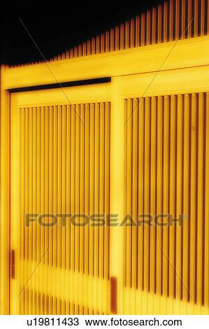 Japanische, eingangstüren, japan, zusammensetzung, computergrafik Stock