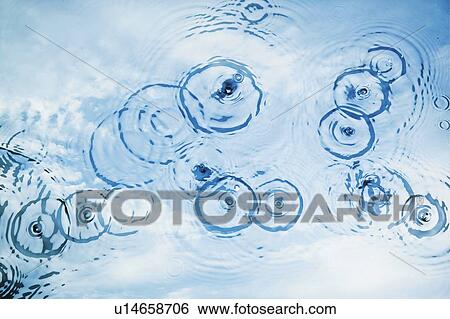Stock Photograph - Ripples on the water, Japan, high angle view, composition, computer graphics, full frame. Fotosearch