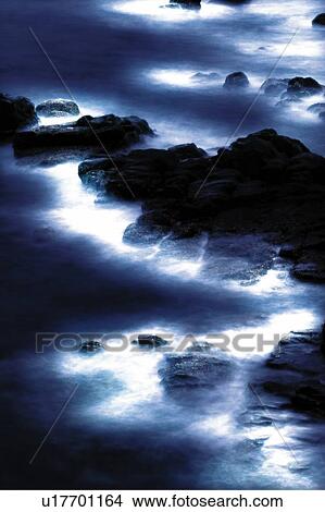 Rocky seashore in the darkness, Japan, high angle view, composition, computer graphics View Large Photo Image Picture - Rocky seashore in the darkness, Japan, high angle view, composition, computer graphics. Fotosearch