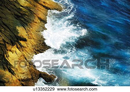Rocky seashore, Japan, high angle view, composition, computer graphics View Large Photo Image Stock Photo - Rocky seashore, Japan, high angle view, composition, computer graphics. Fotosearch