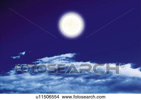Picture - The moon in the sky, Japan, low angle view, composition, computer graphics. Fotosearch