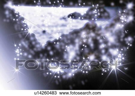 Stock Image - The shining seashore, Japan, composition, computer graphics, lens flare, defocused. Fotosearch