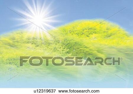 The sun over the grassland, Japan, composition, computer graphics, soft focus, blurred motion View Large Photo Image Stock Photo - The sun over the grassland, Japan, composition, computer graphics, soft focus, blurred motion. Fotosearch