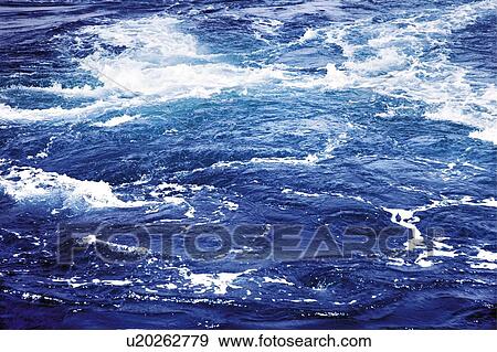 Stock Photo - The swirling ocean, Japan, high angle view, composition, computer graphics, full frame. Fotosearch