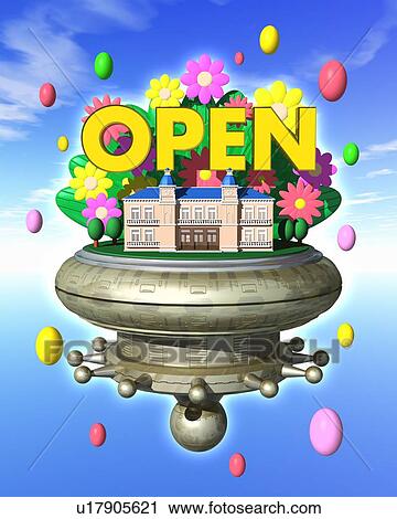 Mansion with flowers and word "OPEN" in the sky View Large Photo Image Stock Image - Mansion with flowers and word "OPEN" in the sky. Fotosearch