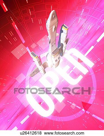 Space plane and word of "OPEN" View Large Photo Image Stock Photo - Space plane and word of "OPEN". Fotosearch