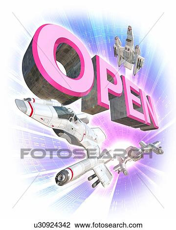 Space planes and word of "OPEN" View Large Photo Image Stock Image - Space planes and word of "OPEN". Fotosearch