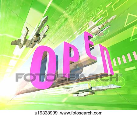 Space planes and word of "OPEN" View Large Photo Image Stock Photo - Space planes and word of "OPEN". Fotosearch