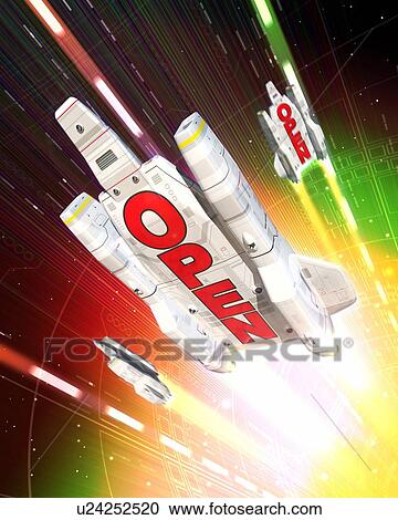 Stock Image - Spaceships and word of "OPEN". Fotosearch