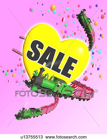 Steam locomotive and word "SALE" on heart View Large Photo Image Stock Image - Steam locomotive and word "SALE" on heart . Fotosearch