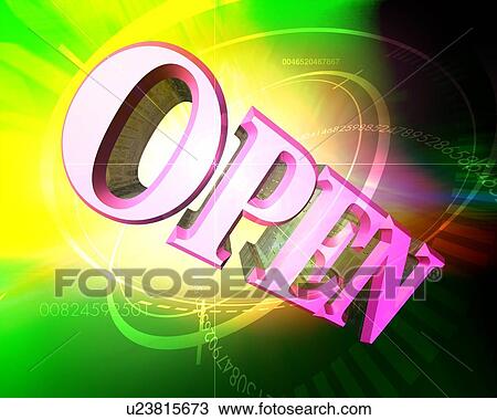 Stock Image - Word of "OPEN" and numbers. Fotosearch