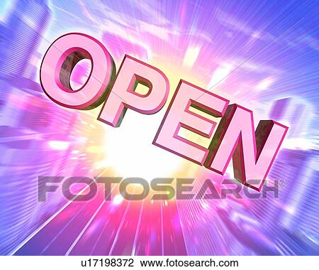 Word "OPEN" with light in city View Large Photo Image Stock Image - Word "OPEN" with light in city . Fotosearch