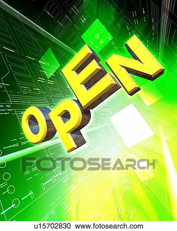 Word "OPEN" with light View Large Photo Image Stock Image - Word "OPEN" with light. Fotosearch