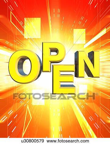 Word "OPEN" with light View Large Photo Image Stock Photo - Word "OPEN" with light. Fotosearch