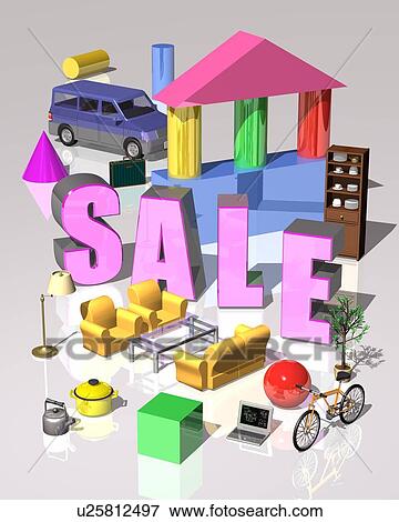 Word "SALE" among articles for daily use View Large Photo Image Stock Photo - Word "SALE" among articles for daily use . Fotosearch