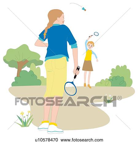 Clipart - Badminton, Illustrative Technique. Fotosearch