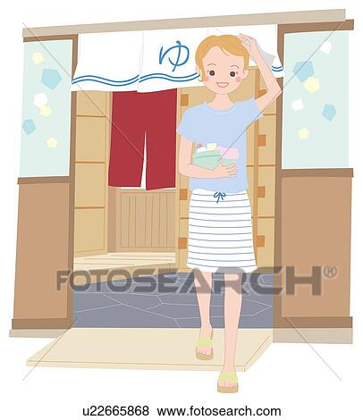 Stock Illustration - Bathhouse, Illustrative Technique. Fotosearch