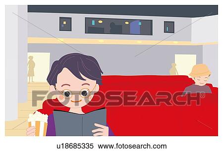 Stock Illustration - Movie Theater, Illustrative Technique. Fotosearch