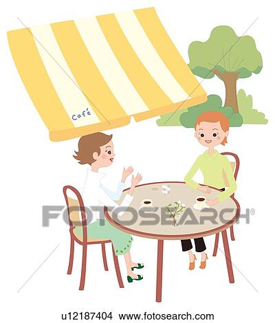 Tea Time, High Angle View, Illustrative Technique View Large Illustration Stock Illustration - Tea Time, High Angle View, Illustrative Technique. Fotosearch