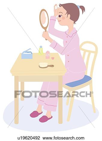 Woman Who Gets Dressed Herself, Illustrative Technique View Large Illustration Drawing - Woman Who Gets Dressed Herself, Illustrative Technique. Fotosearch
