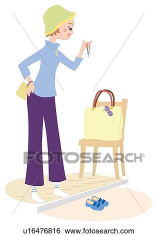 Woman Who Gets Ready to Outing, Illustrative Technique View Large Illustration Stock Illustration - Woman Who Gets Ready to Outing, Illustrative Technique. Fotosearch