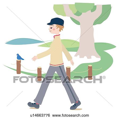 Stock Illustration - Woman Who has a Walk, Illustrative Technique. Fotosearch