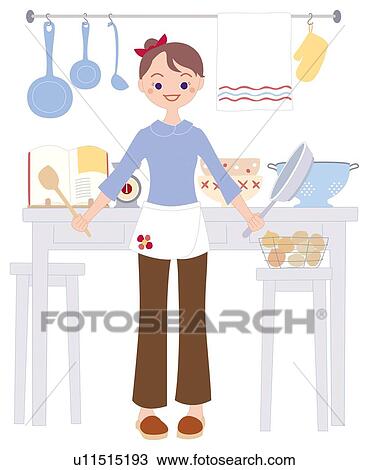 Woman Who is Cooking, Illustrative Technique View Large Illustration Drawing - Woman Who is Cooking, Illustrative Technique. Fotosearch