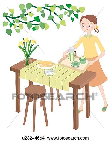 Woman Who is Ready for the Meal, High Angle View, Illustrative Technique View Large Illustration Stock Illustration - Woman Who is Ready for the Meal, High Angle View, Illustrative Technique. Fotosearch