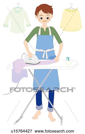 Stock Illustration - Woman Who Presses, Illustrative Technique. Fotosearch
