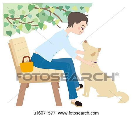 Woman Who Takes a Walk With a Dog, Illustrative Technique View Large Illustration Stock Illustration - Woman Who Takes a Walk With a Dog, Illustrative Technique. Fotosearch