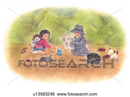 Children playing house, Illustration View Large Photo Image Stock Photo - Children playing house, Illustration . Fotosearch
