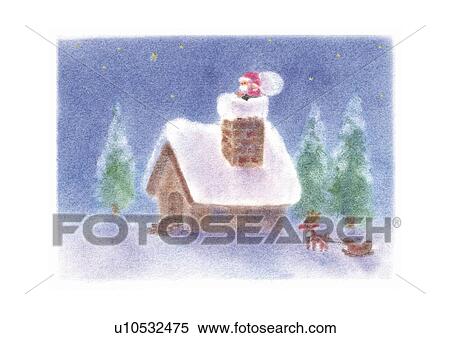 Stock Photography - Santa Claus delivering Christmas present, Illustration . Fotosearch