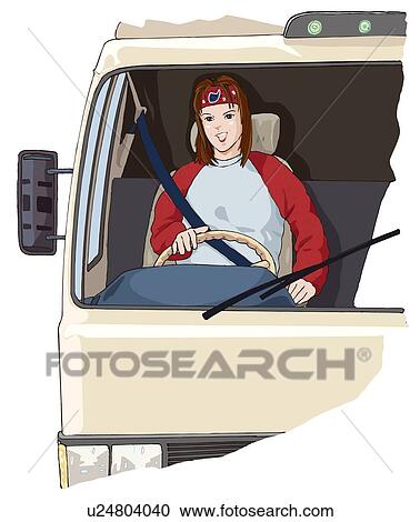 若者 トラックを運転すること イラスト クリップアート 切り張り イラスト 絵画 集 U Fotosearch